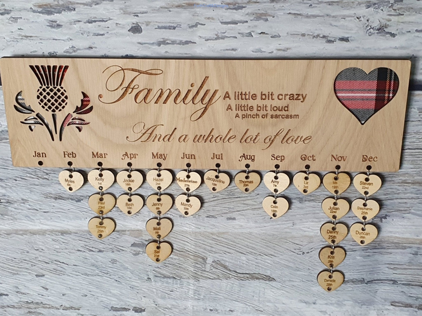 Personalised Wooden Birthday Calendar-Forth Craft and Designs