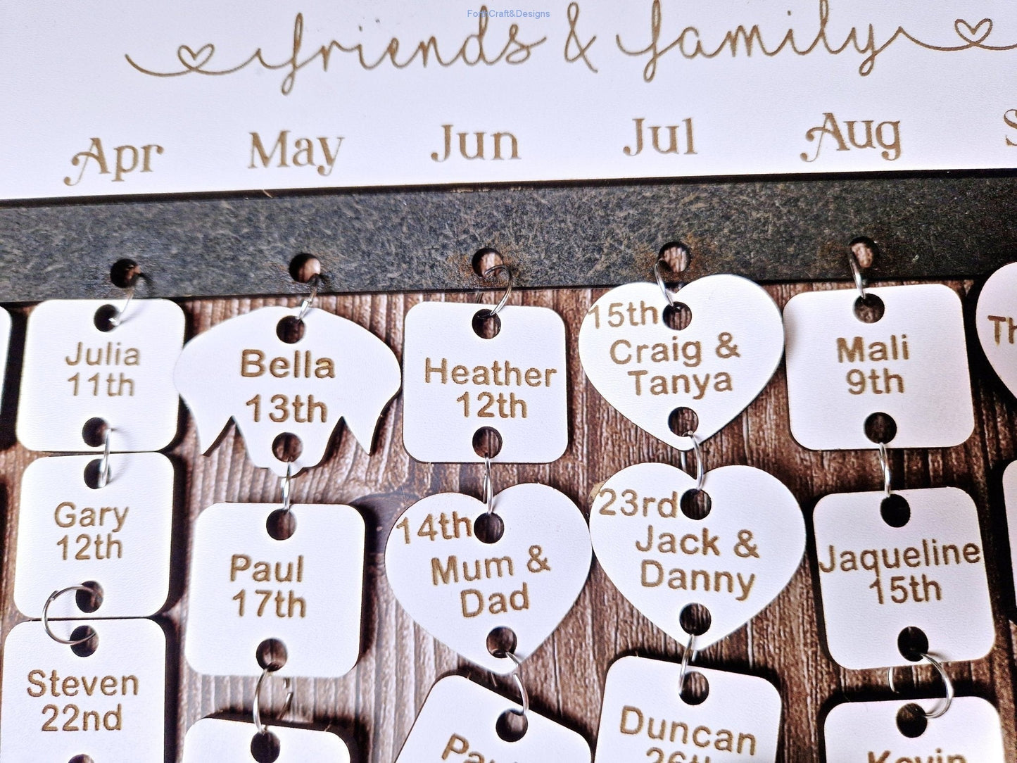 Personalised Wooden Birthday Calendar,-Forth Craft and Designs