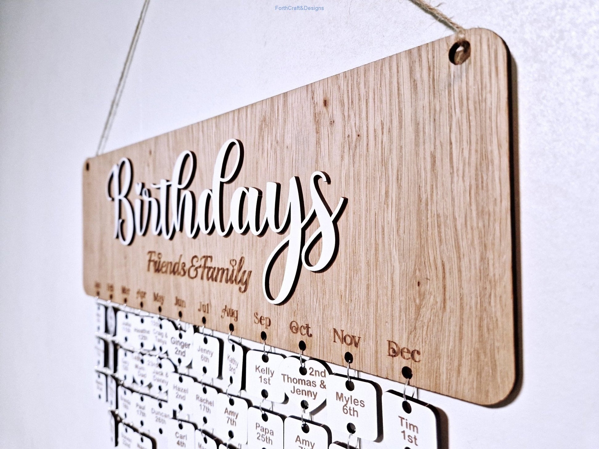 Personalised Wooden Birthday Calendar,-Forth Craft and Designs