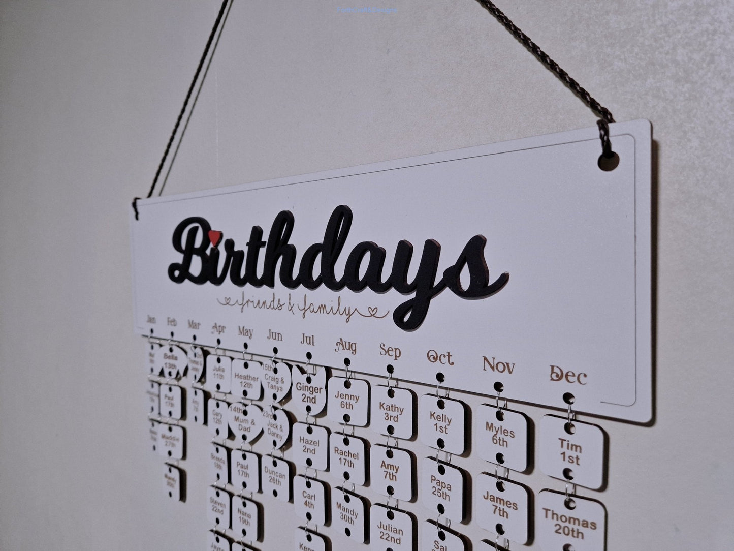 Personalised Wooden Birthday Calendar,-Forth Craft and Designs