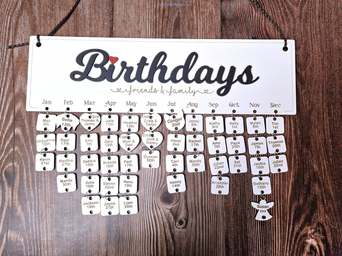 Personalised Wooden Birthday Calendar,-Forth Craft and Designs