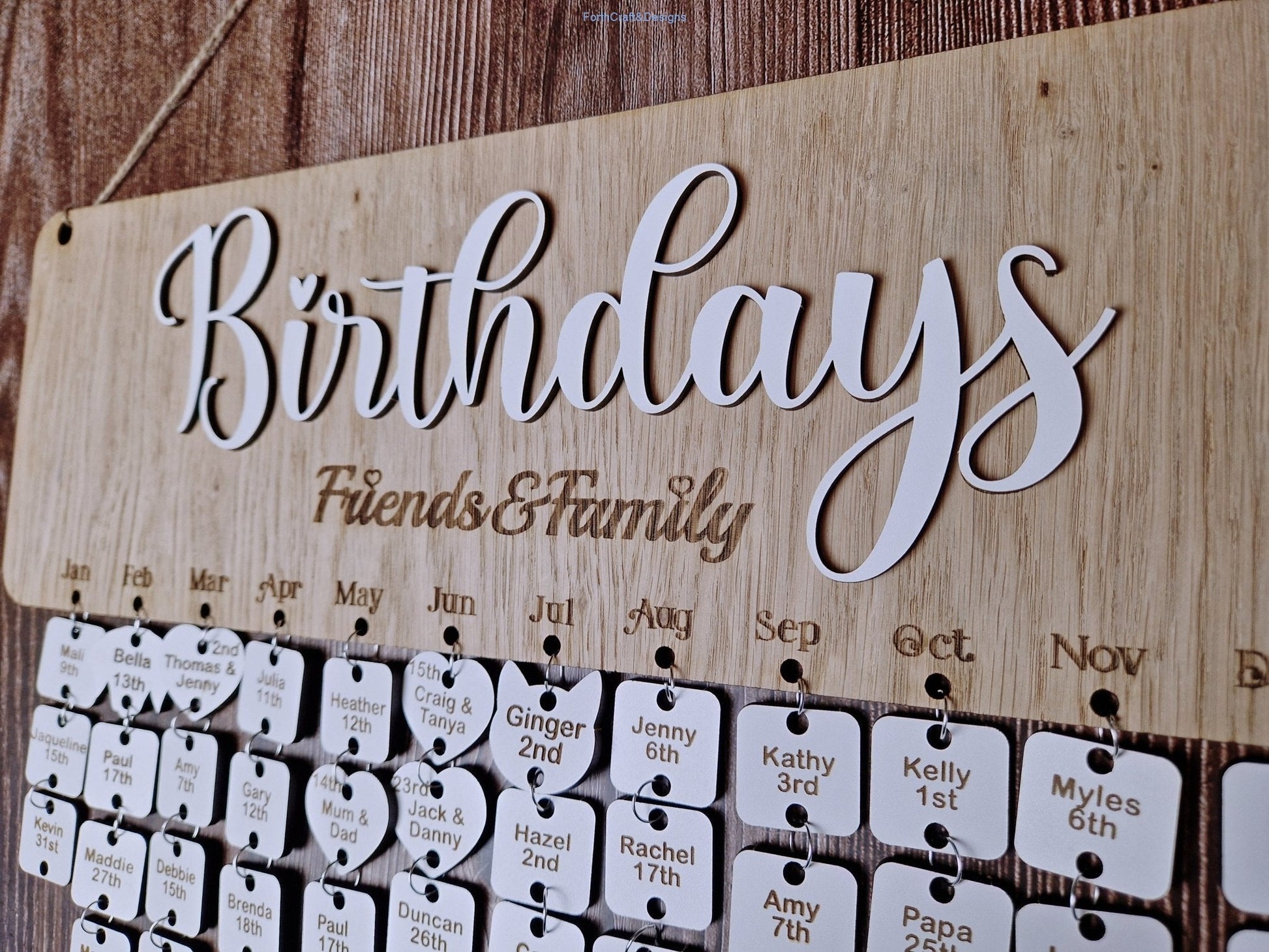 Personalised Wooden Birthday Calendar,-Forth Craft and Designs