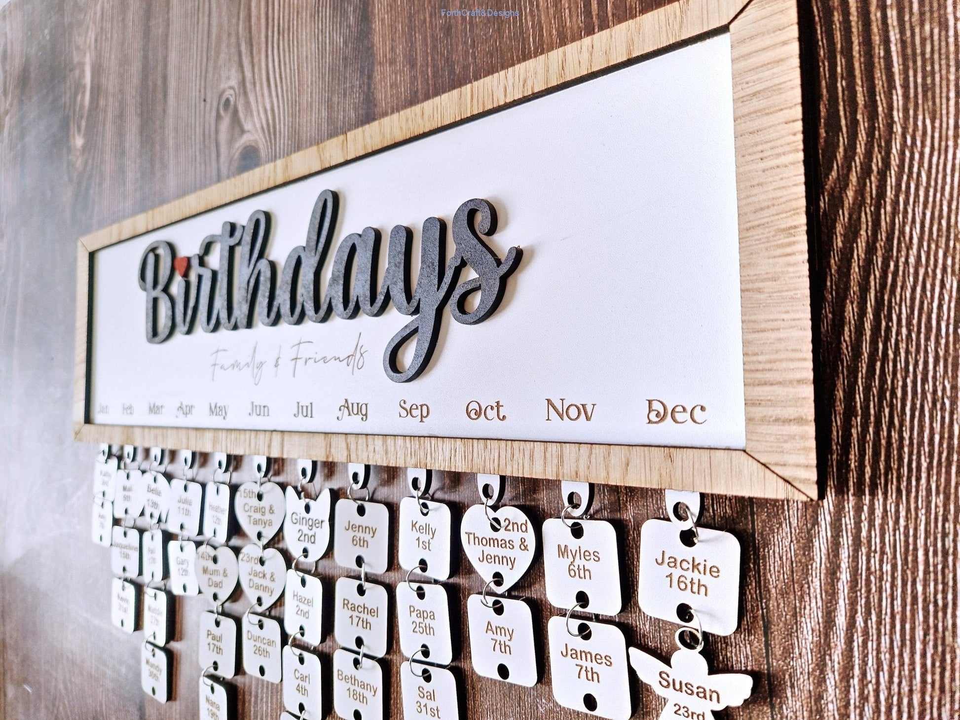 Personalised Wooden Birthday Calendar,-Forth Craft and Designs