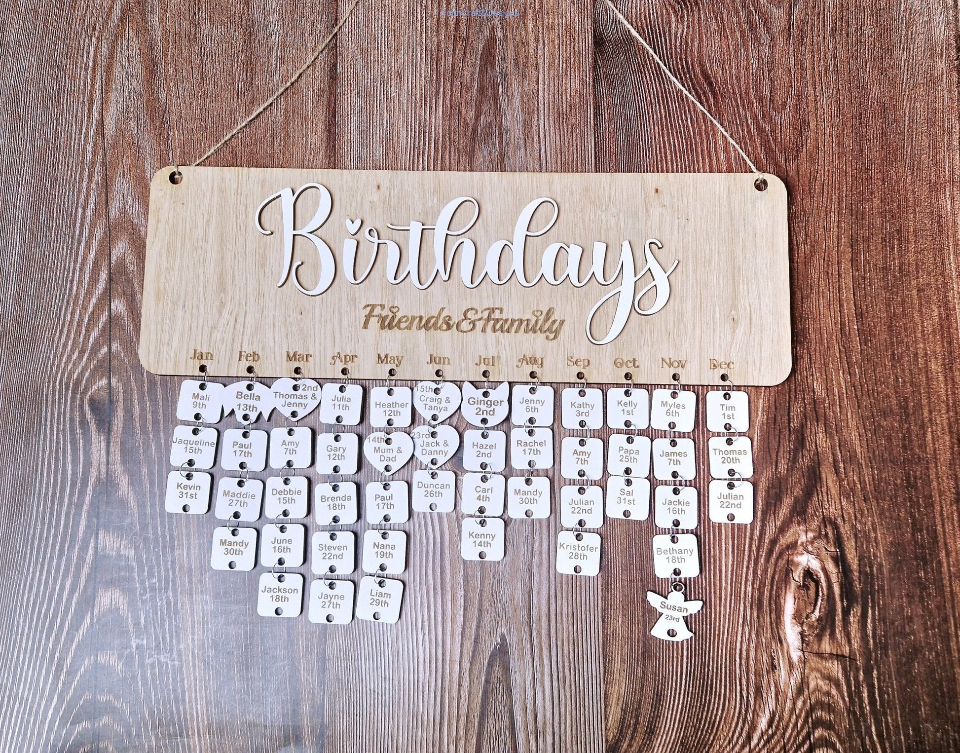 Personalised Wooden Birthday Calendar,-Forth Craft and Designs