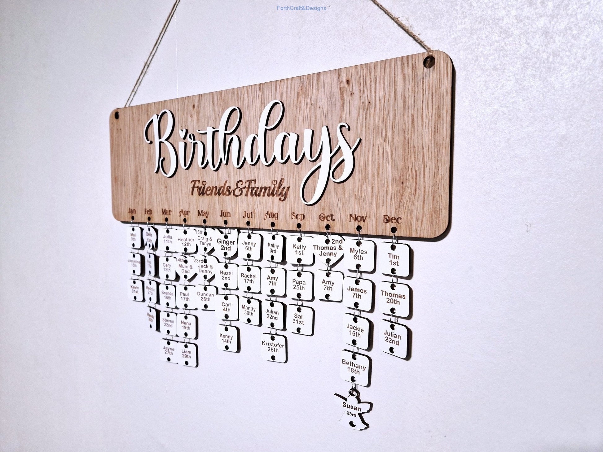 Personalised Wooden Birthday Calendar,-Forth Craft and Designs