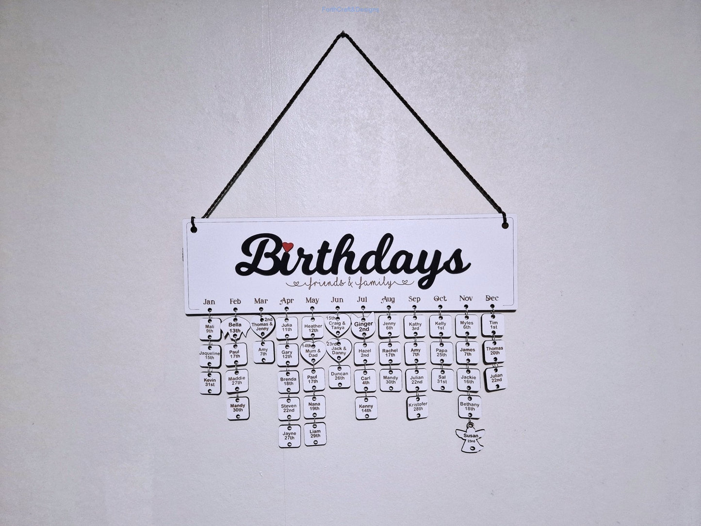 Personalised Wooden Birthday Calendar,-Forth Craft and Designs