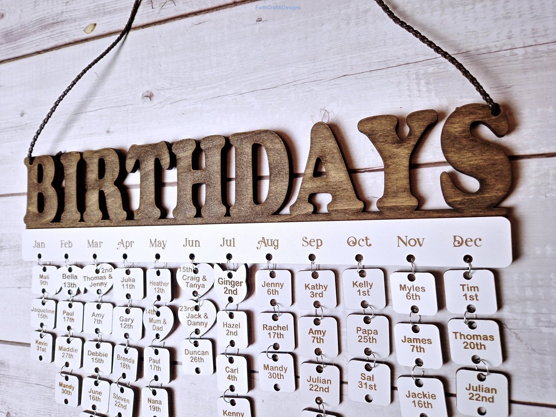 Personalised Wooden Birthday Calendar,-Forth Craft and Designs