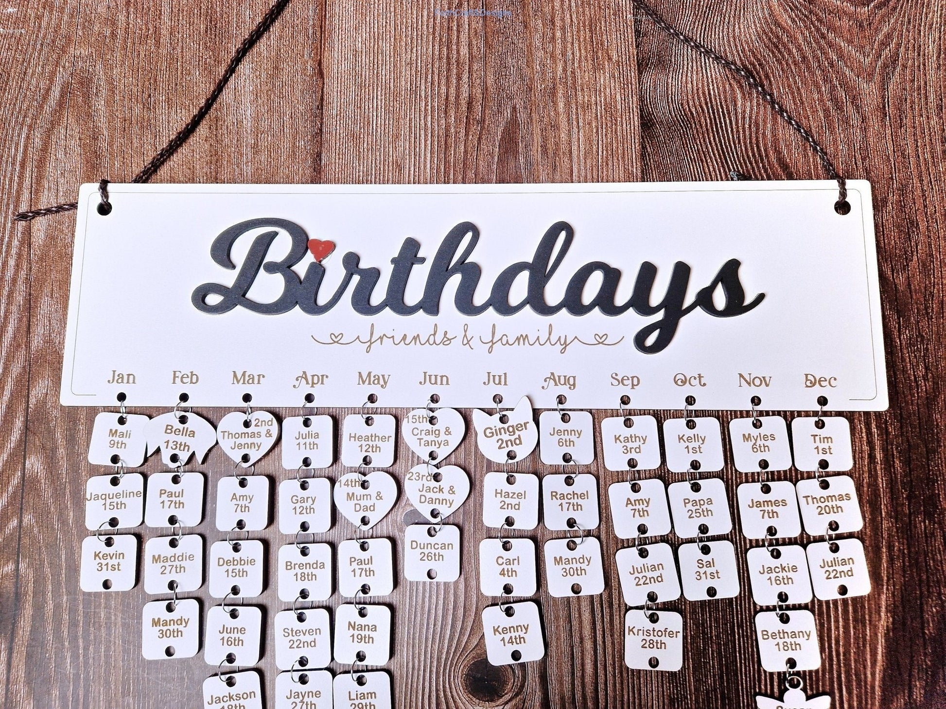 Personalised Wooden Birthday Calendar,-Forth Craft and Designs