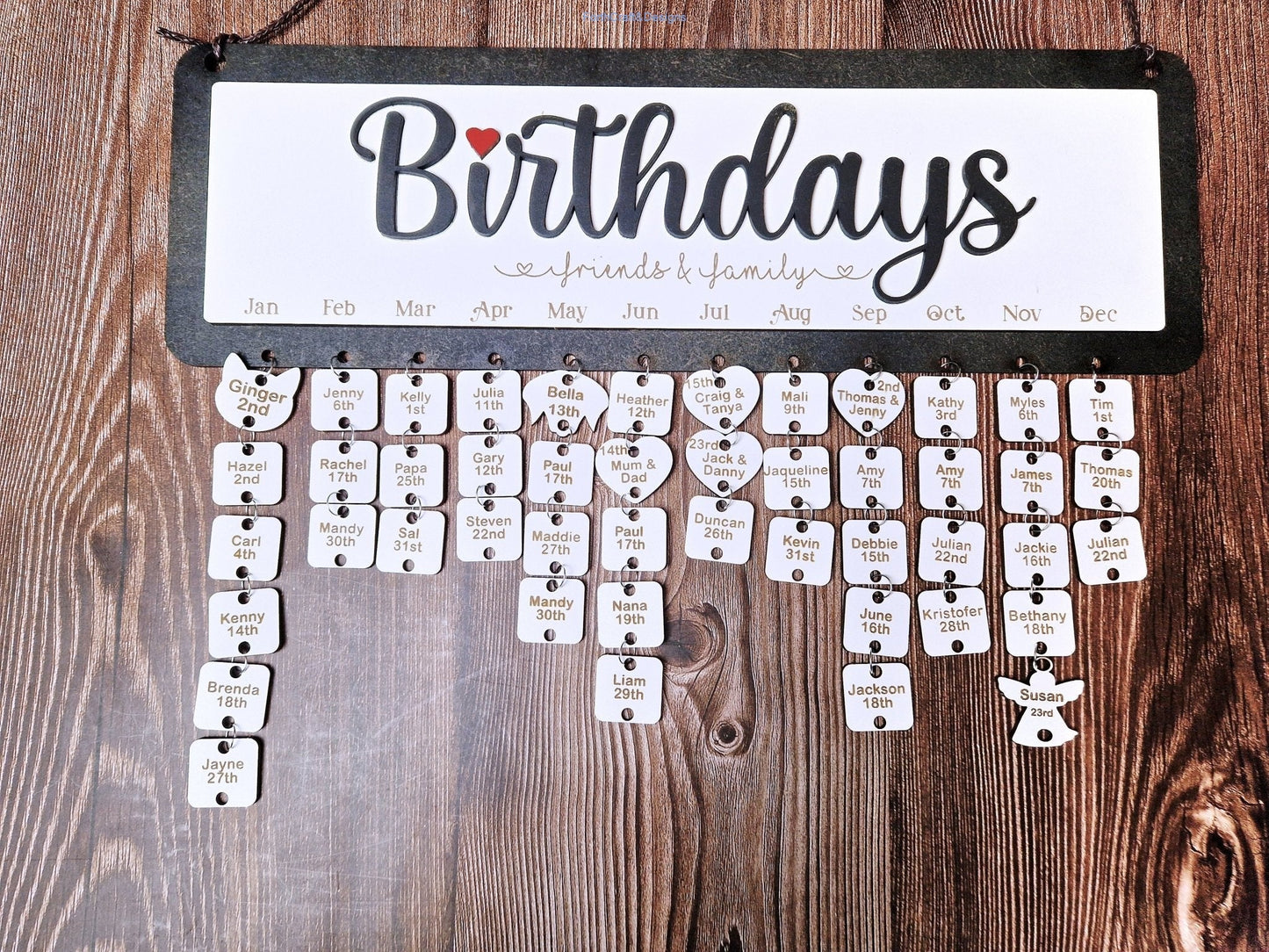 Personalised Wooden Birthday Calendar,-Forth Craft and Designs