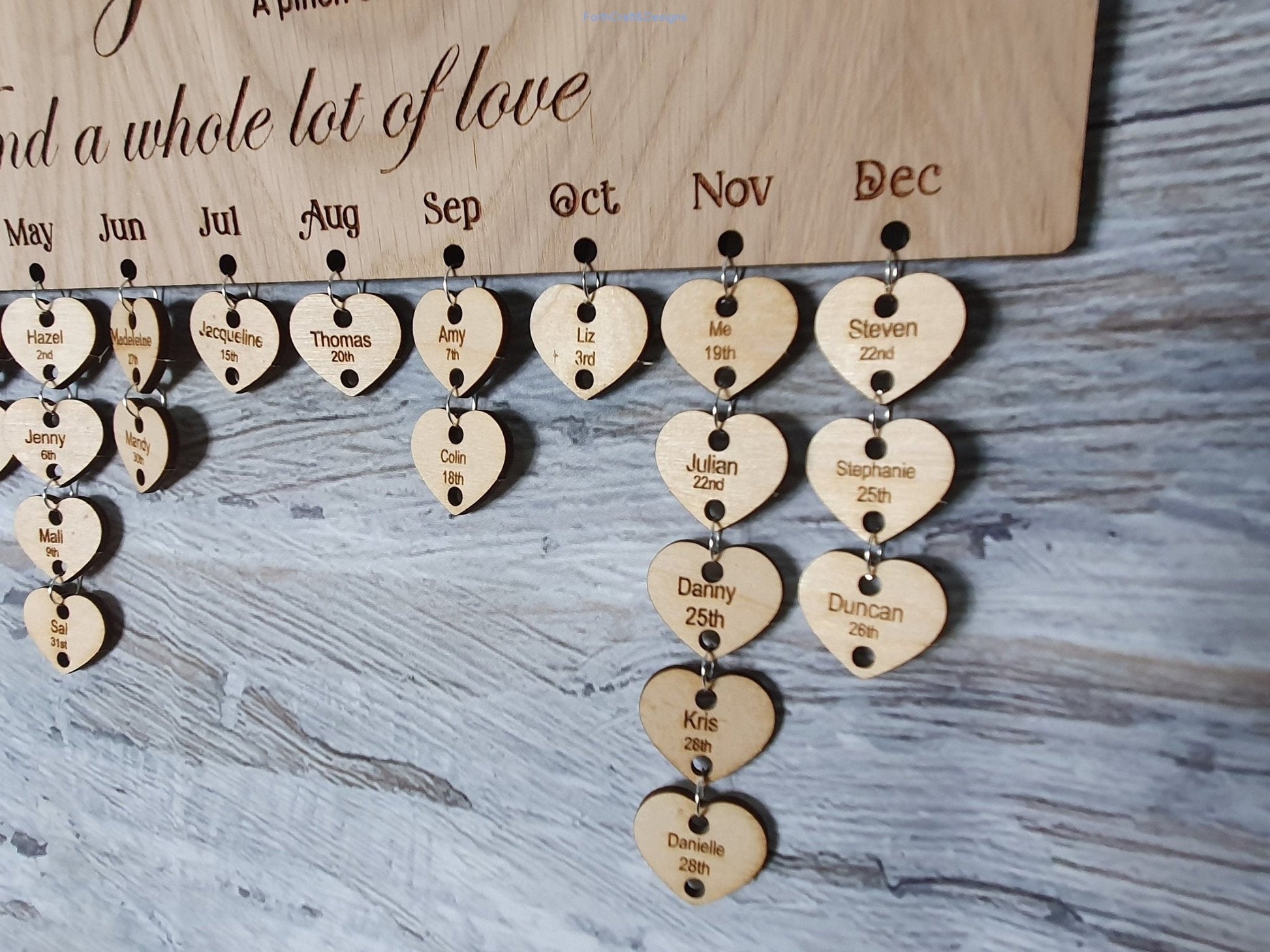 Personalised Wooden Birthday Calendar-Forth Craft and Designs