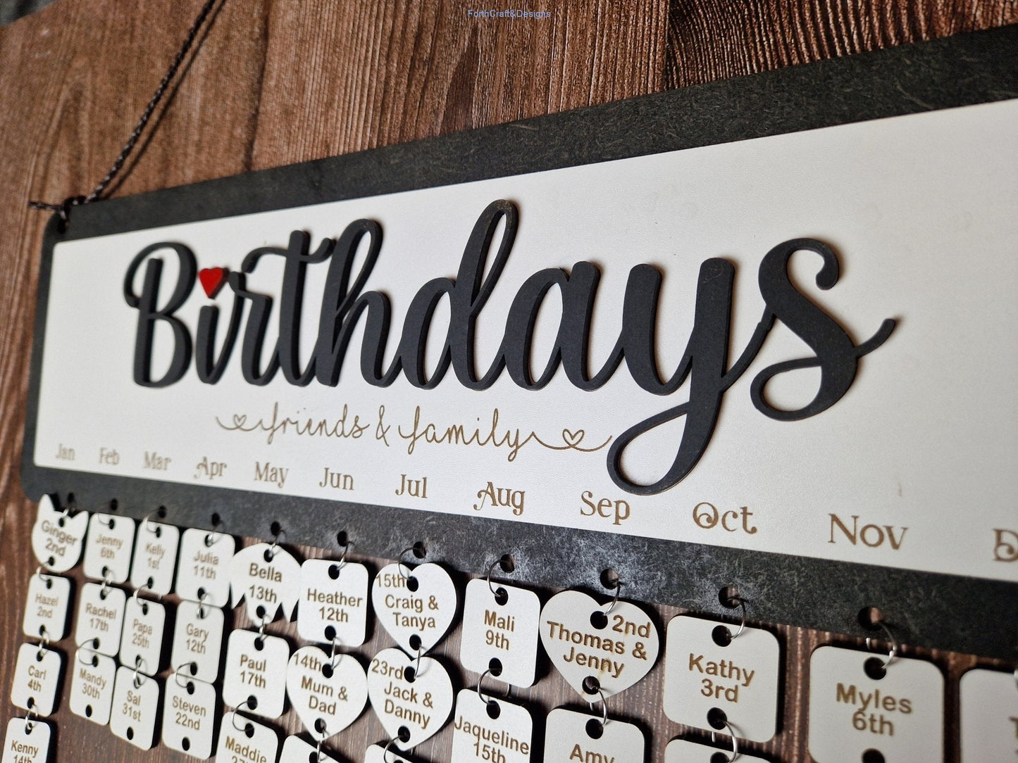 Personalised Wooden Birthday Calendar,-Forth Craft and Designs