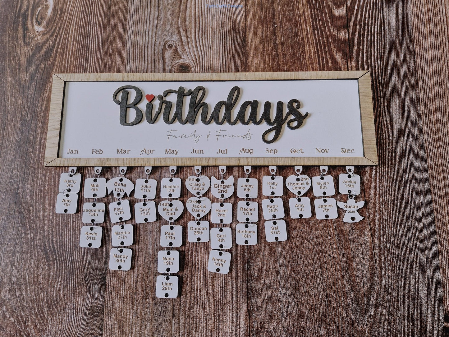 Personalised Wooden Birthday Calendar,-Forth Craft and Designs