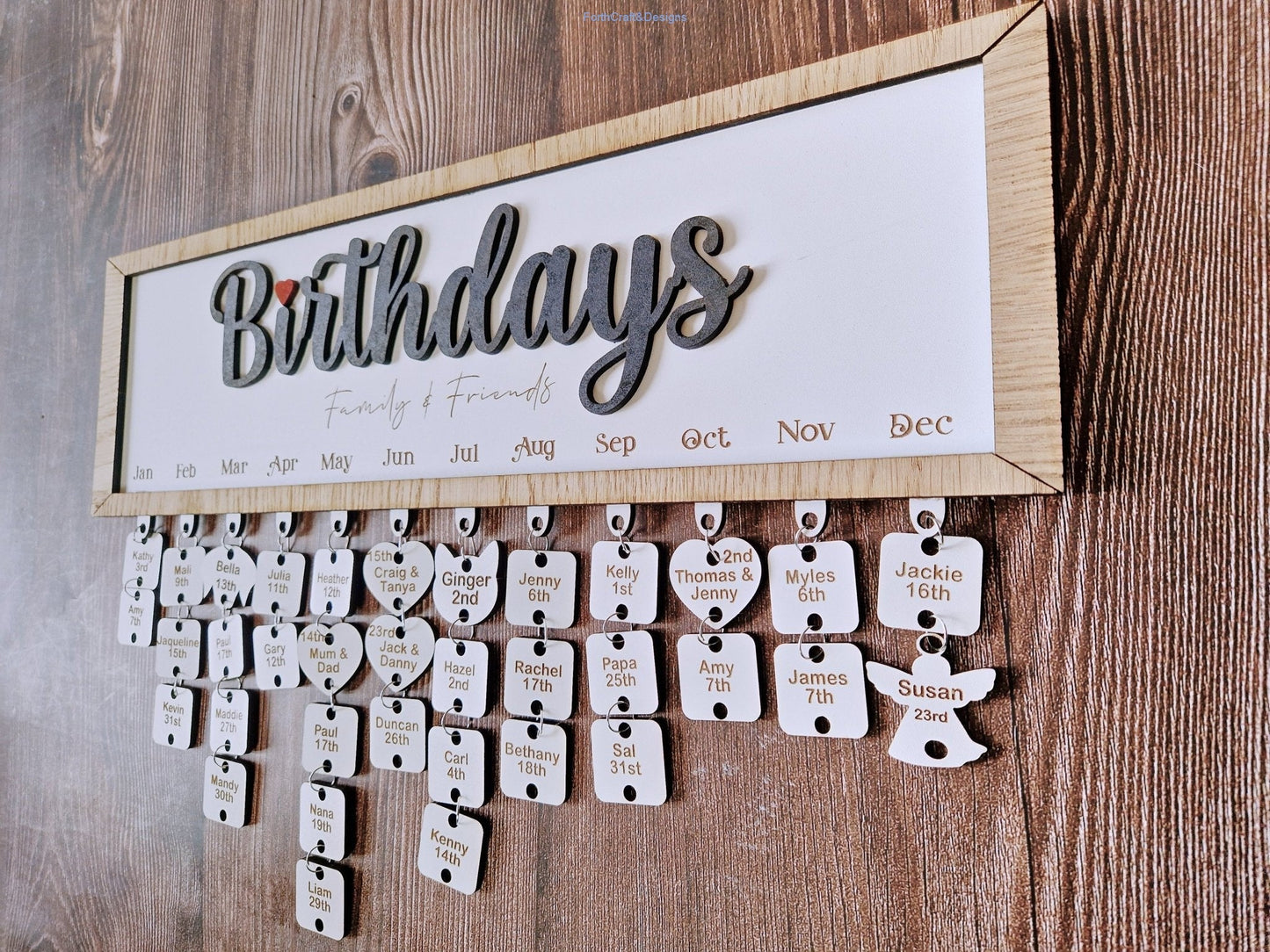 Personalised Wooden Birthday Calendar,-Forth Craft and Designs