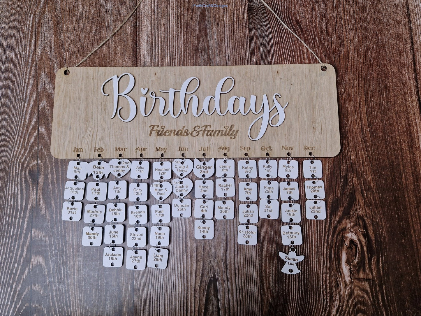 Personalised Wooden Birthday Calendar,-Forth Craft and Designs