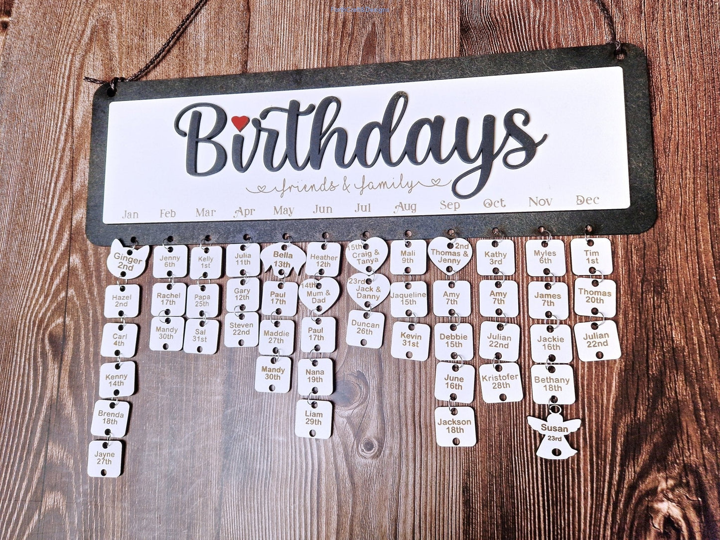 Personalised Wooden Birthday Calendar,-Forth Craft and Designs