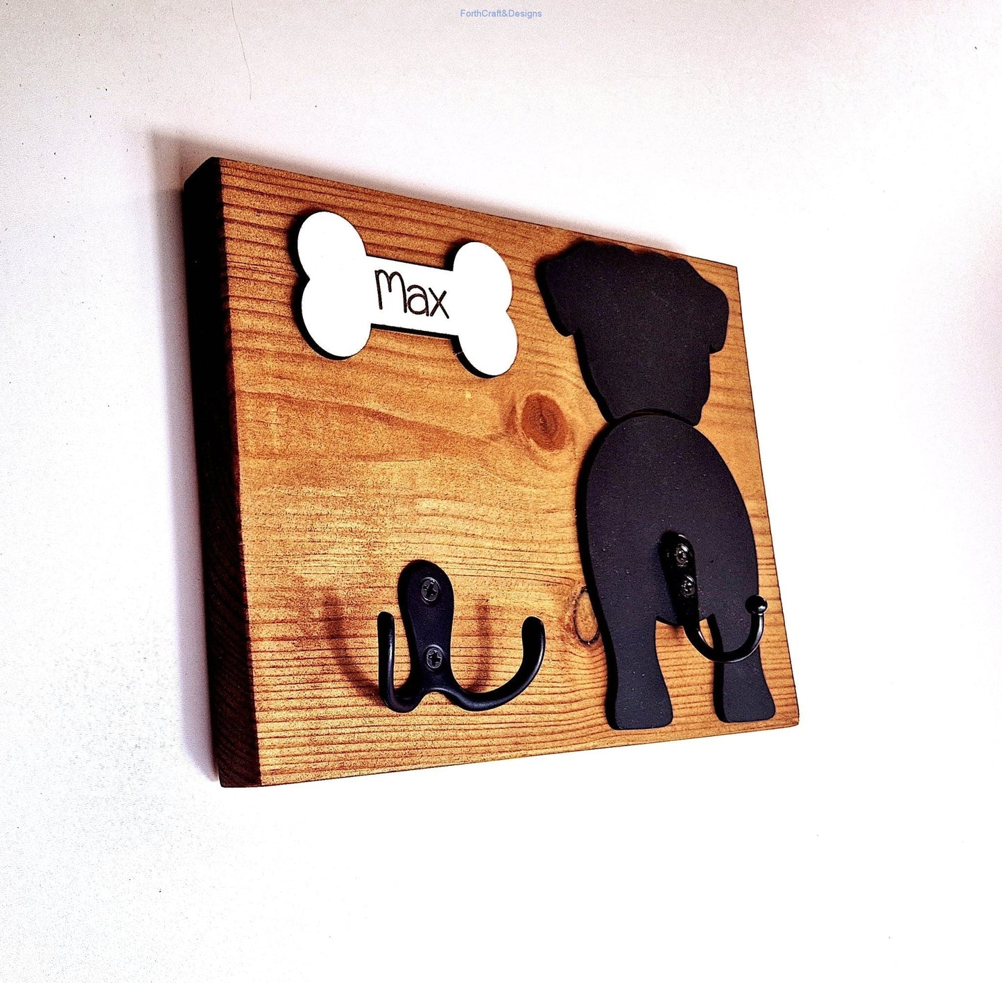 Personalised wooden Dog leash hanger-Forth Craft and Designs