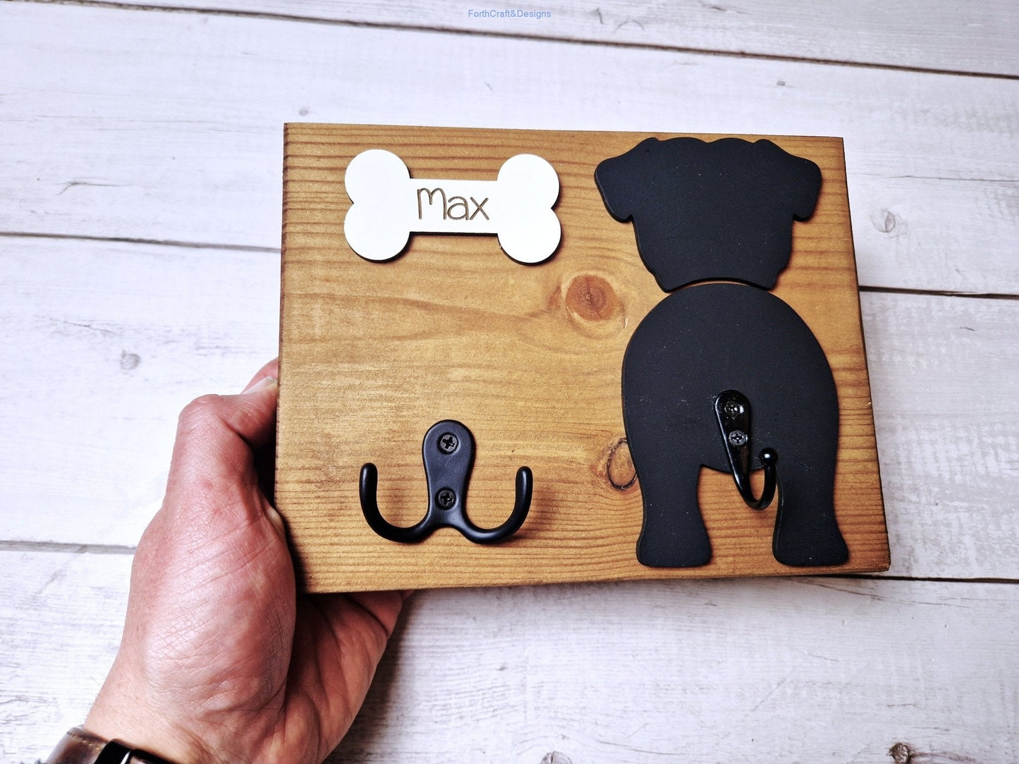 Personalised wooden Dog leash hanger-Forth Craft and Designs