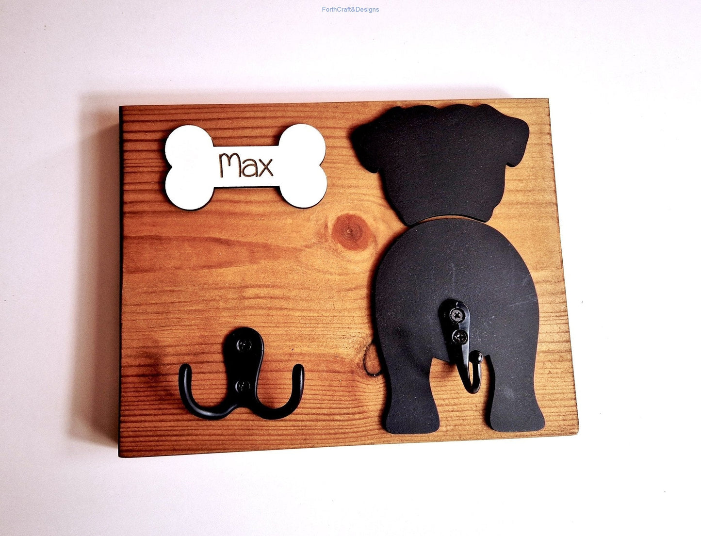 Personalised wooden Dog leash hanger-Forth Craft and Designs