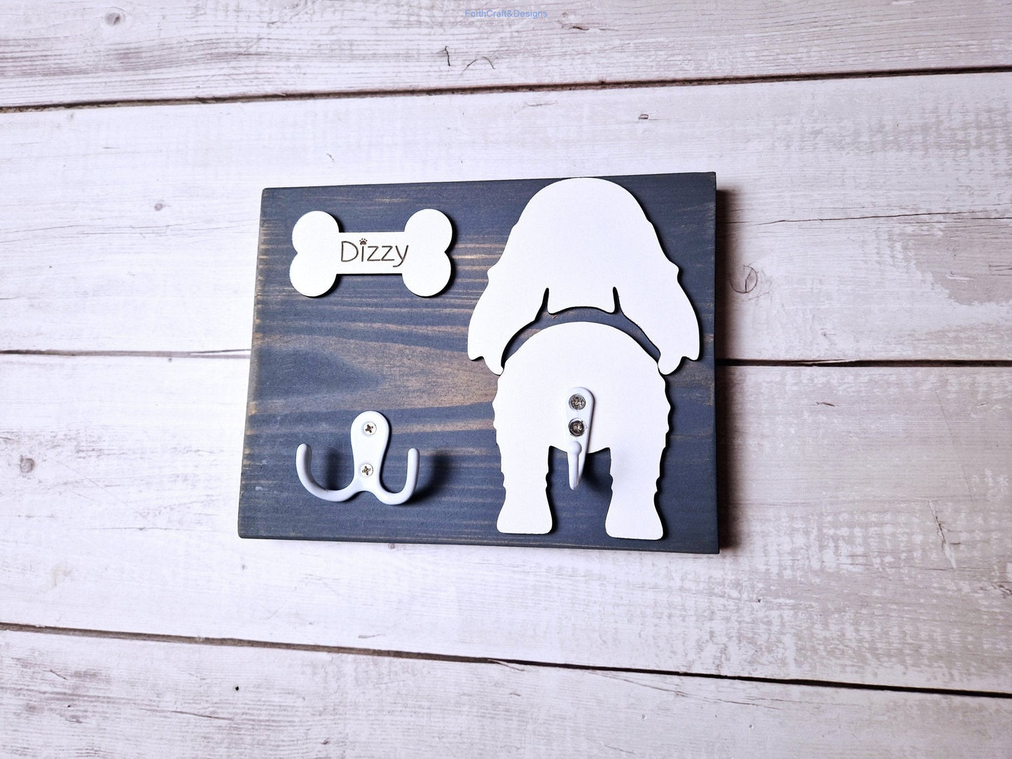 Personalised wooden Dog leash hanger-Forth Craft and Designs