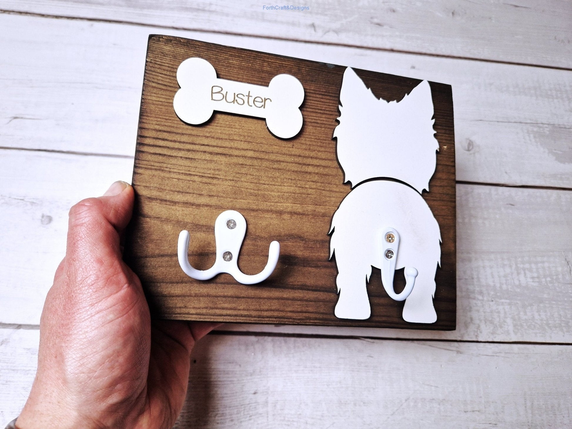 Personalised wooden Dog leash hanger-Forth Craft and Designs