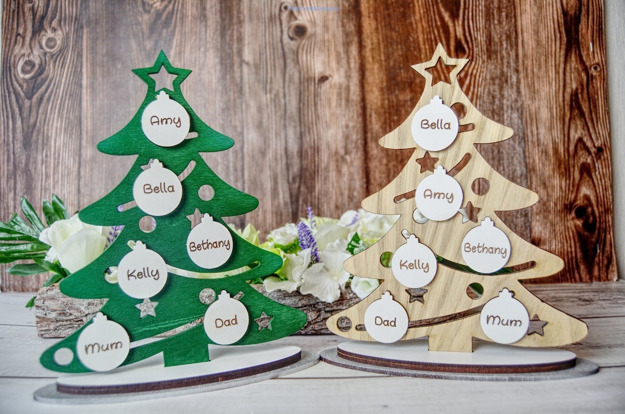 Wooden on sale tree decorations