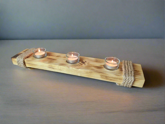 Rustic farmhouse centerpiece tealight holder