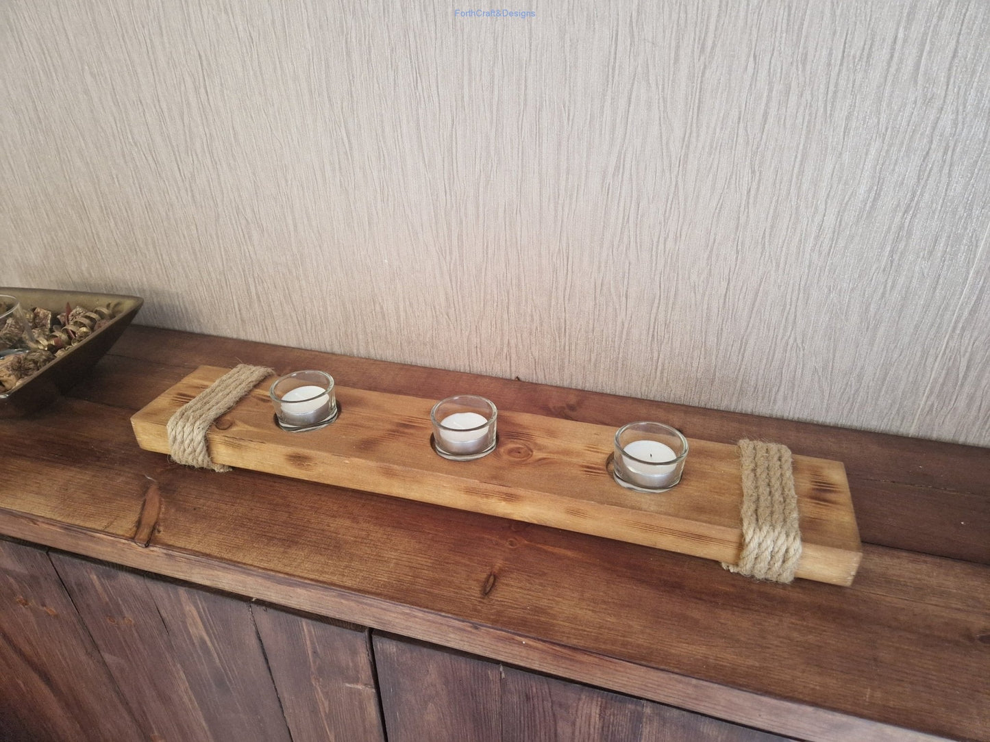 Rustic farmhouse centerpiece tealight holder-Forth Craft and Designs