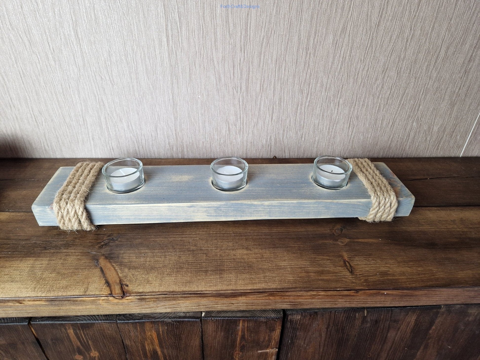 Rustic farmhouse centerpiece tealight holder-Forth Craft and Designs