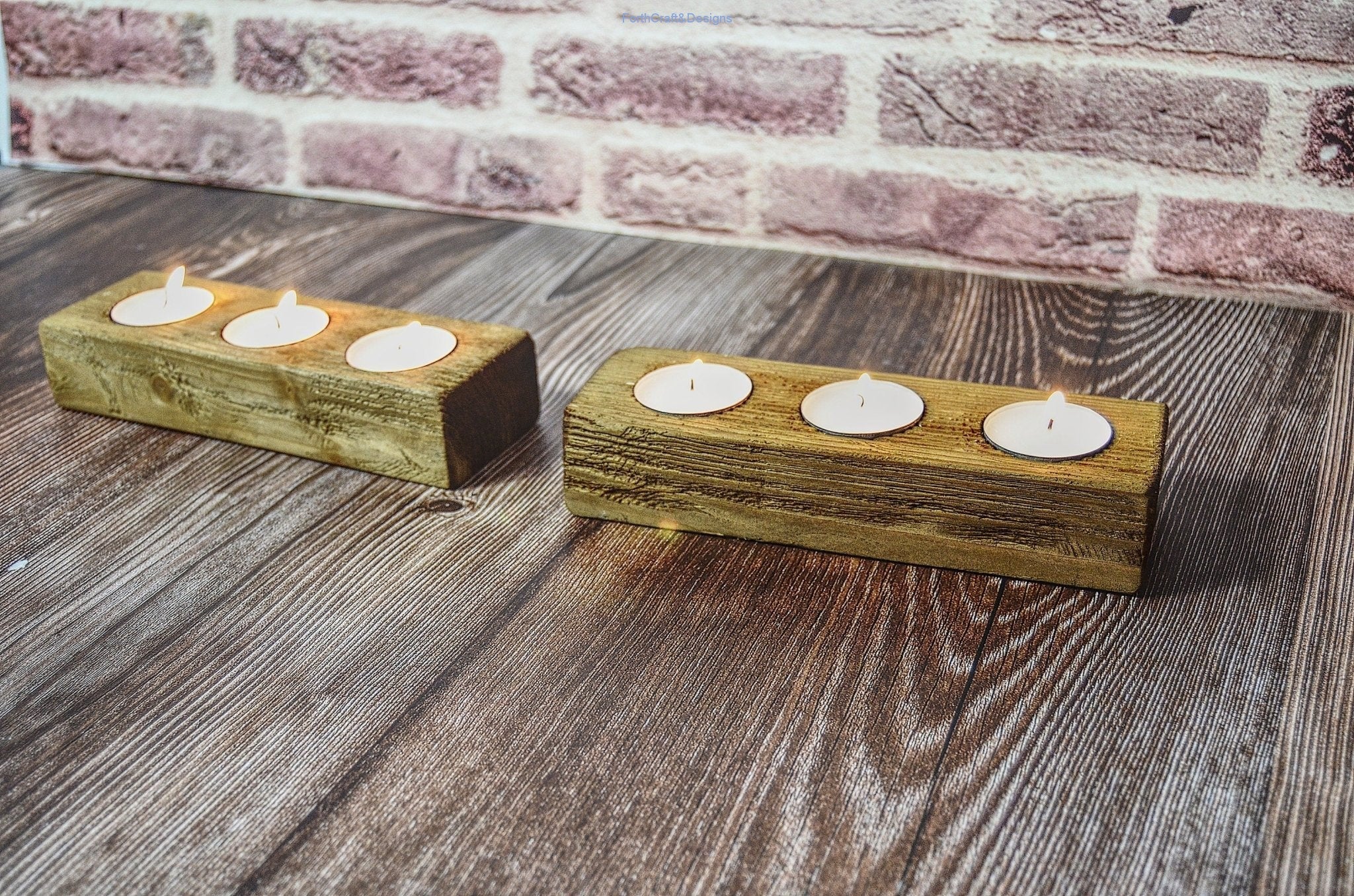 Wooden block store tea light holder