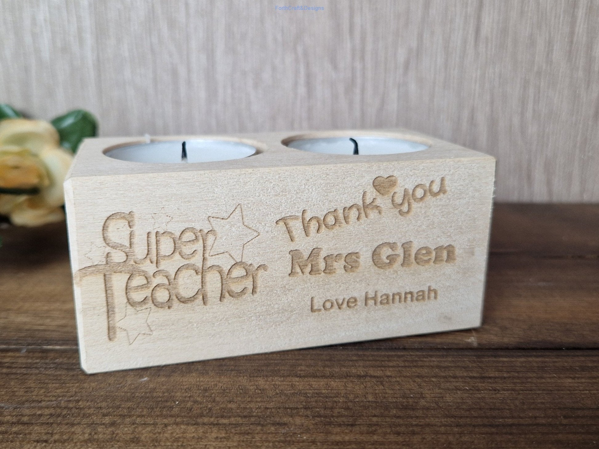 Teacher tea light candle gift-Forth Craft and Designs