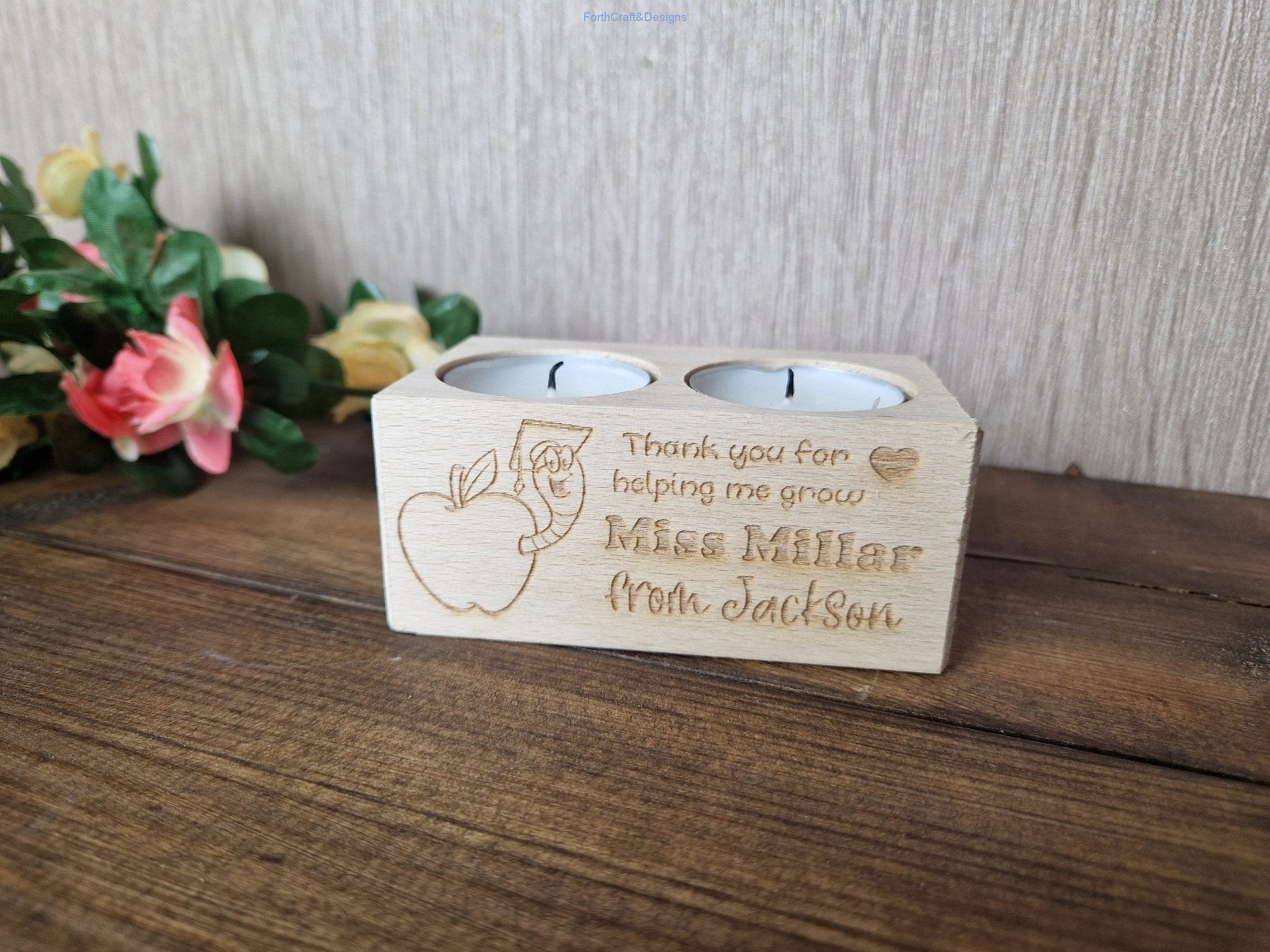 Teacher tea light candle gift-Forth Craft and Designs