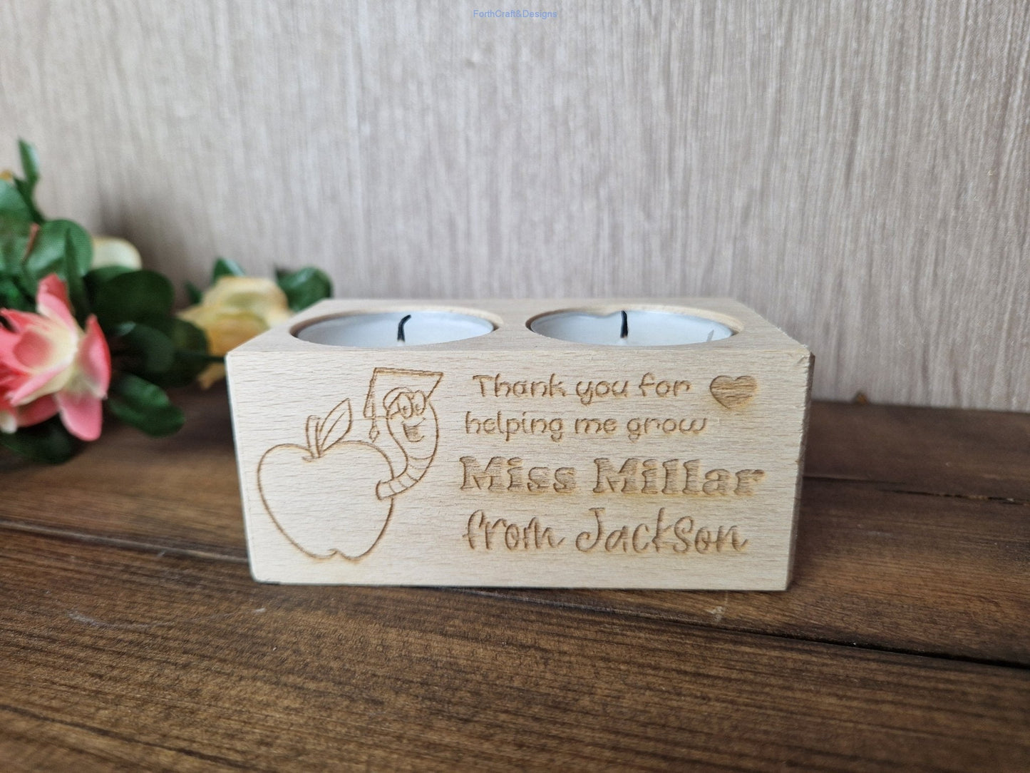 Teacher tea light candle gift-Forth Craft and Designs