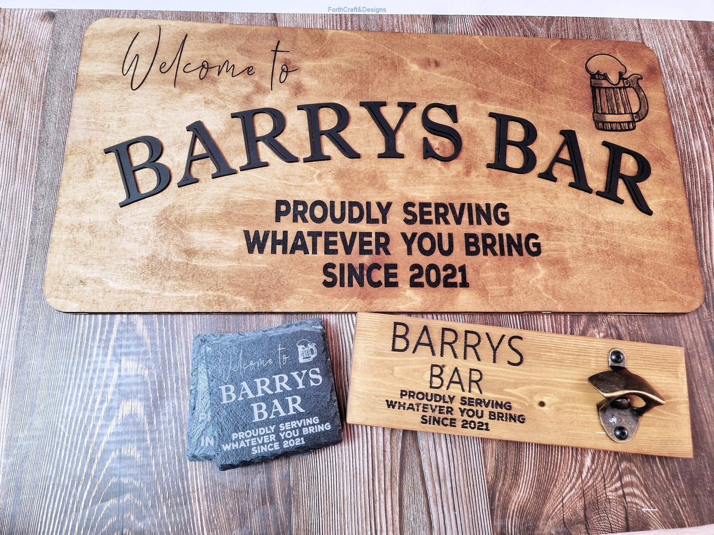 Wooden custom bar sign-Forth Craft and Designs