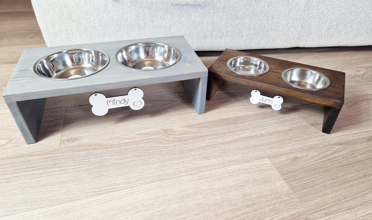 Wooden Dog Leash Hanger, and feeding station bundle.-Forth Craft and Designs